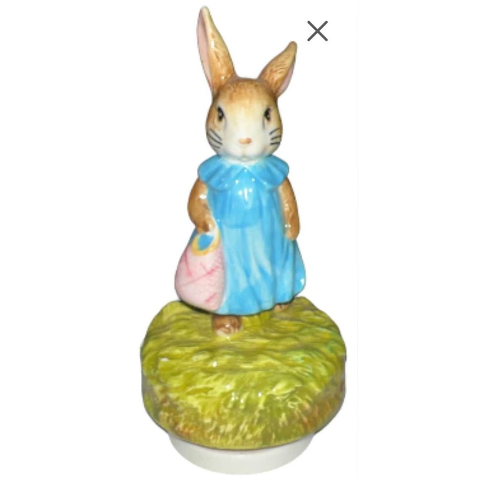 Schmid 406 Japan Mrs Flopsy Rotating Musical Box Figurine.